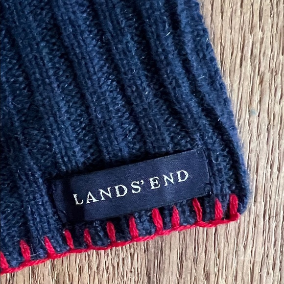 Lands End Navy and White Patterned Scarf - Picture 2 of 3